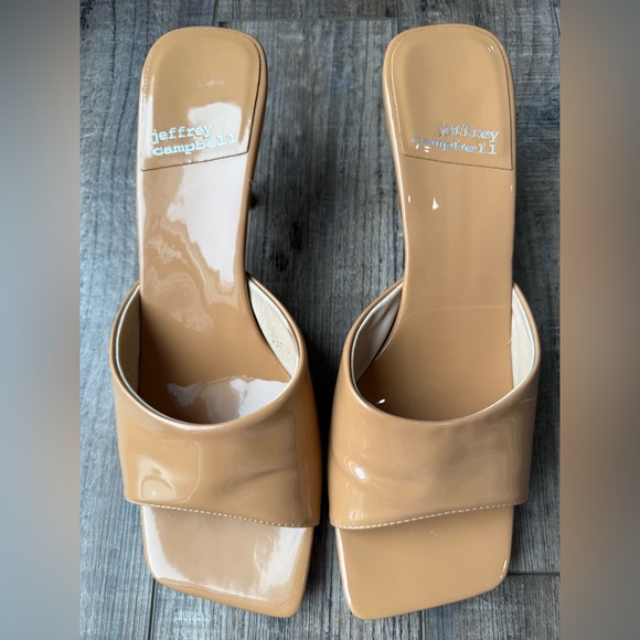 Jeffrey Campbell Mr Big Camel Patent leather Mules 11 - Picture 4 of 9